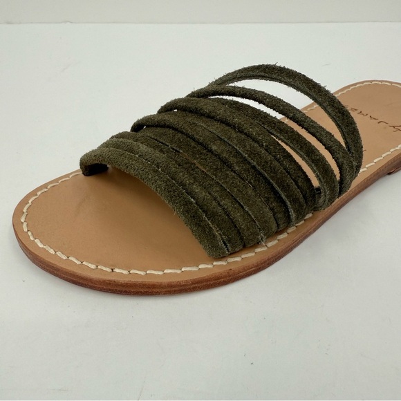 by James Olivia Slide Sandal in Olive Green Suede Size 7 - Picture 5 of 10